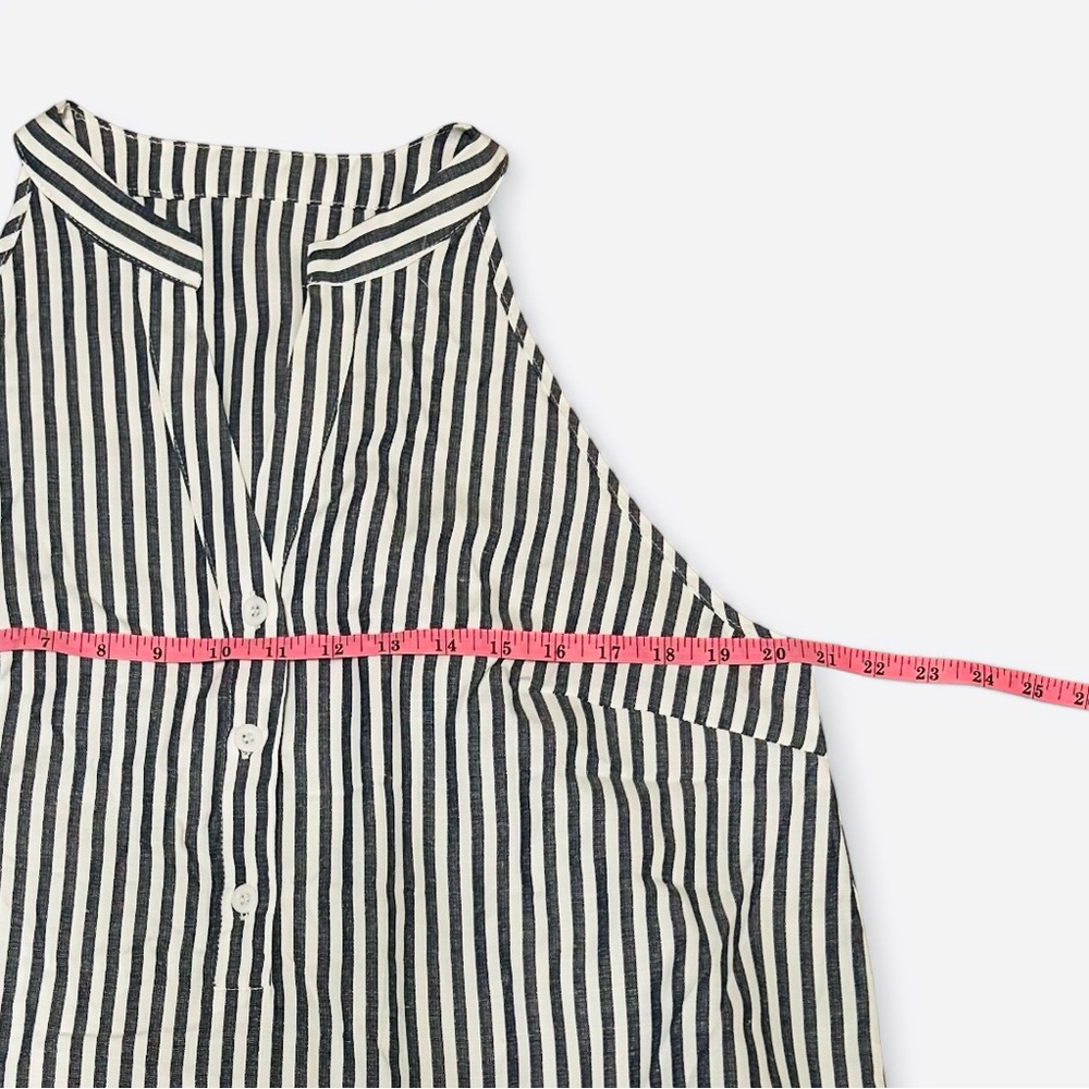 Striped Blue and White Cover Up Mini Dress - Picture 4 of 6